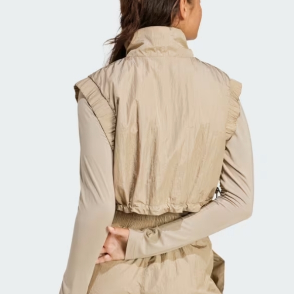 Adidas Women's XL City Escape Crop Vest Jacket Blanch Cargo Sporty Brown Zip - Picture 6 of 13